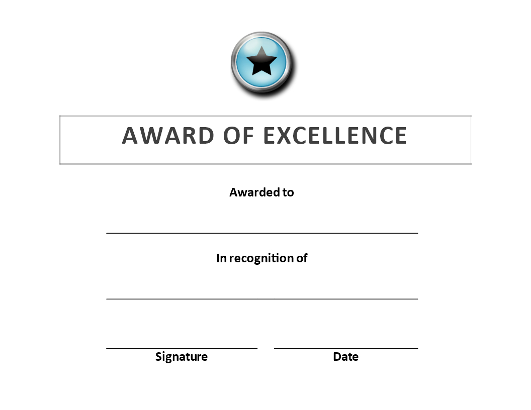 Award Of Excellence Certificate | Templates At Pertaining To Certificate Of Appearance Template