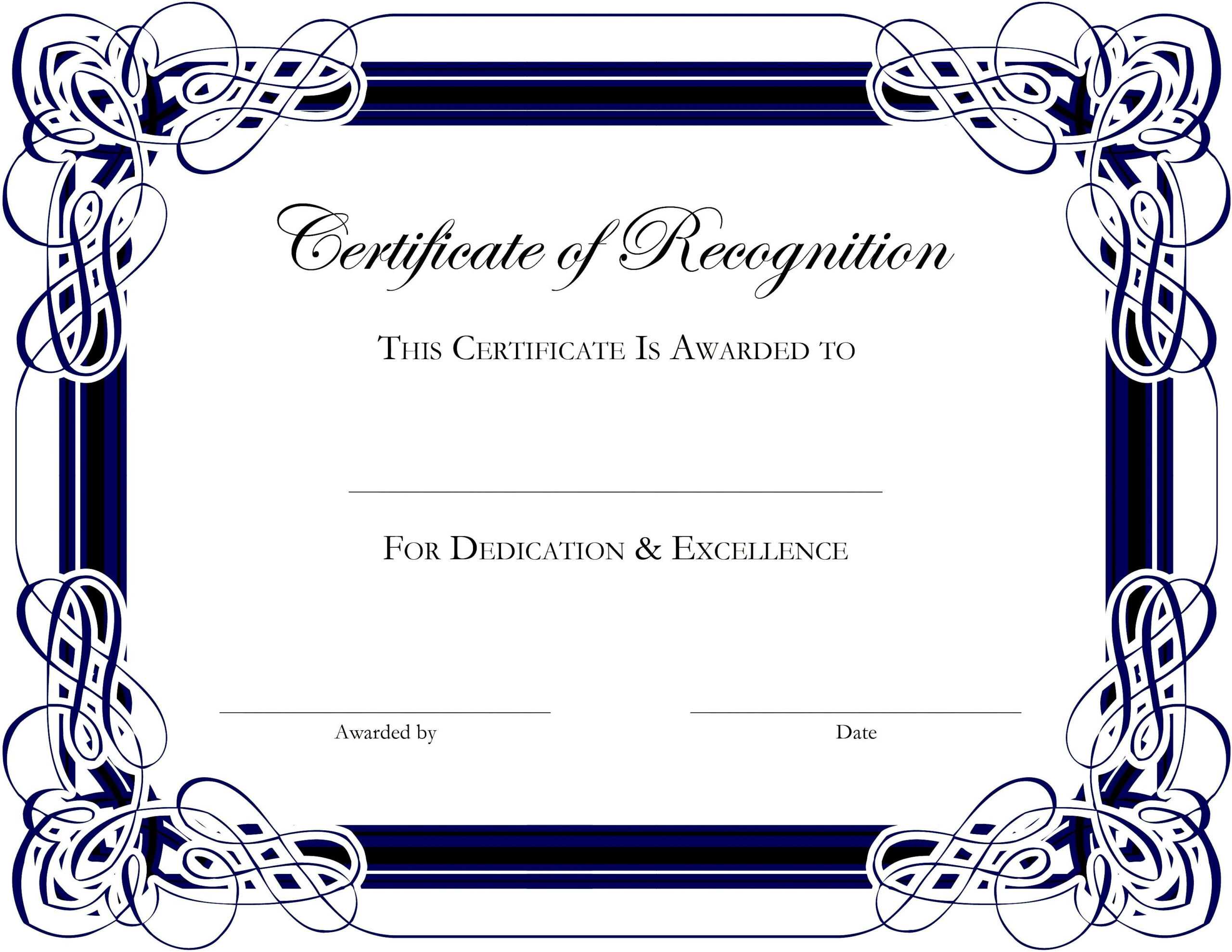 Award Templates For Microsoft Publisher | Besttemplate123 With Regard To Template For Recognition Certificate