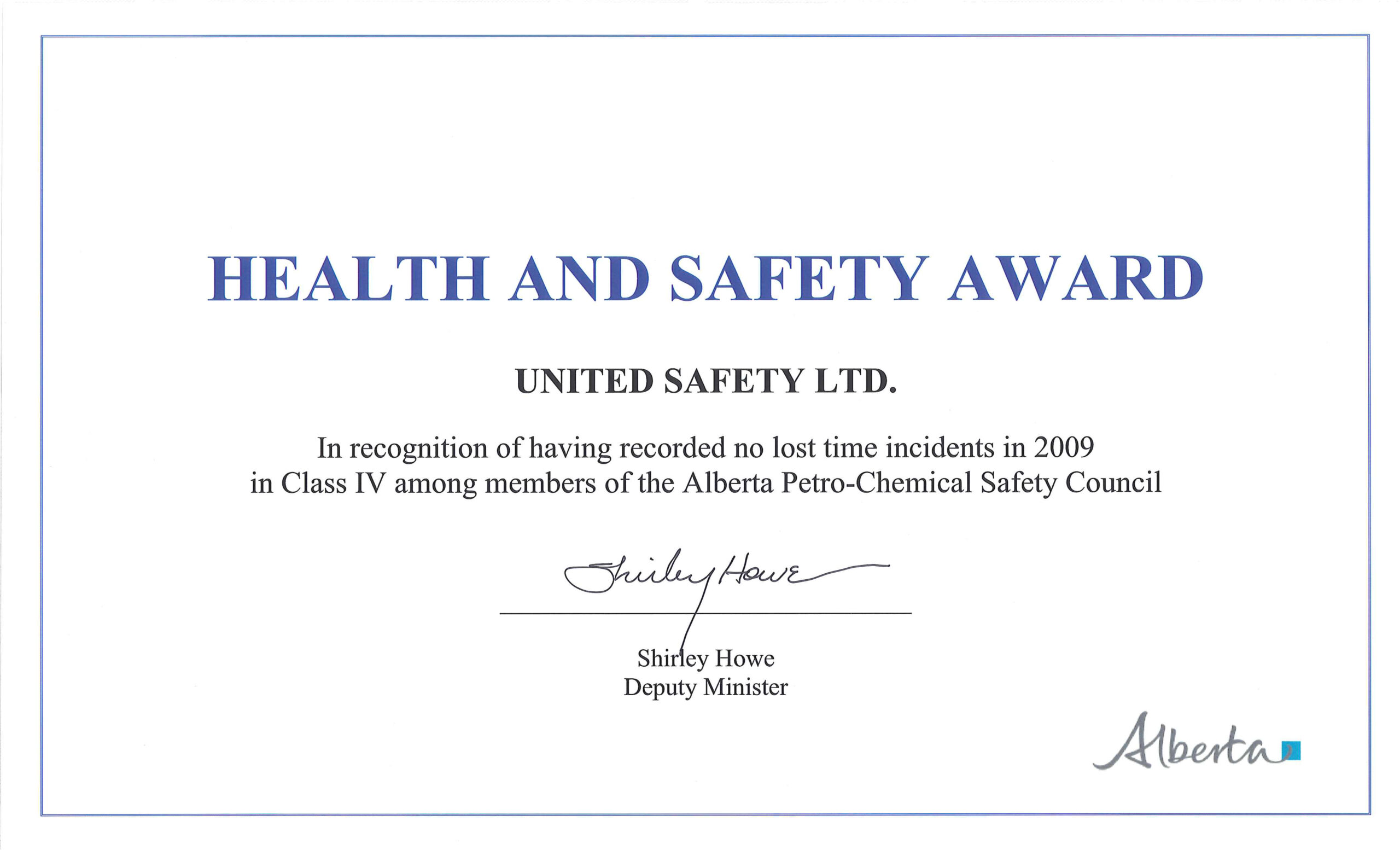 Awards And Recognition | United Safety Usa With Regard To Safety Recognition Certificate Template