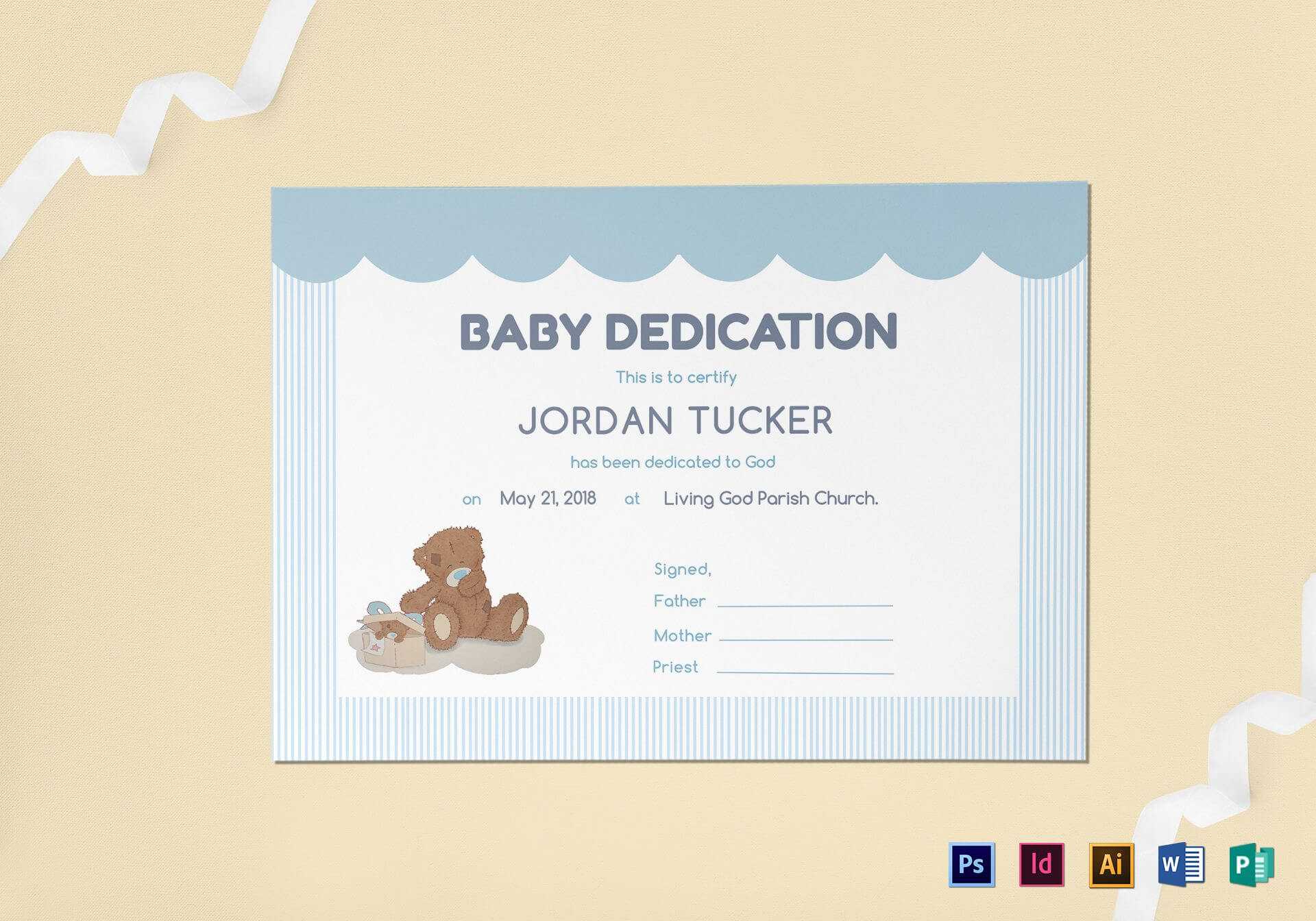 Baby Dedication Certificate Template In Baby Dedication Certificate Template