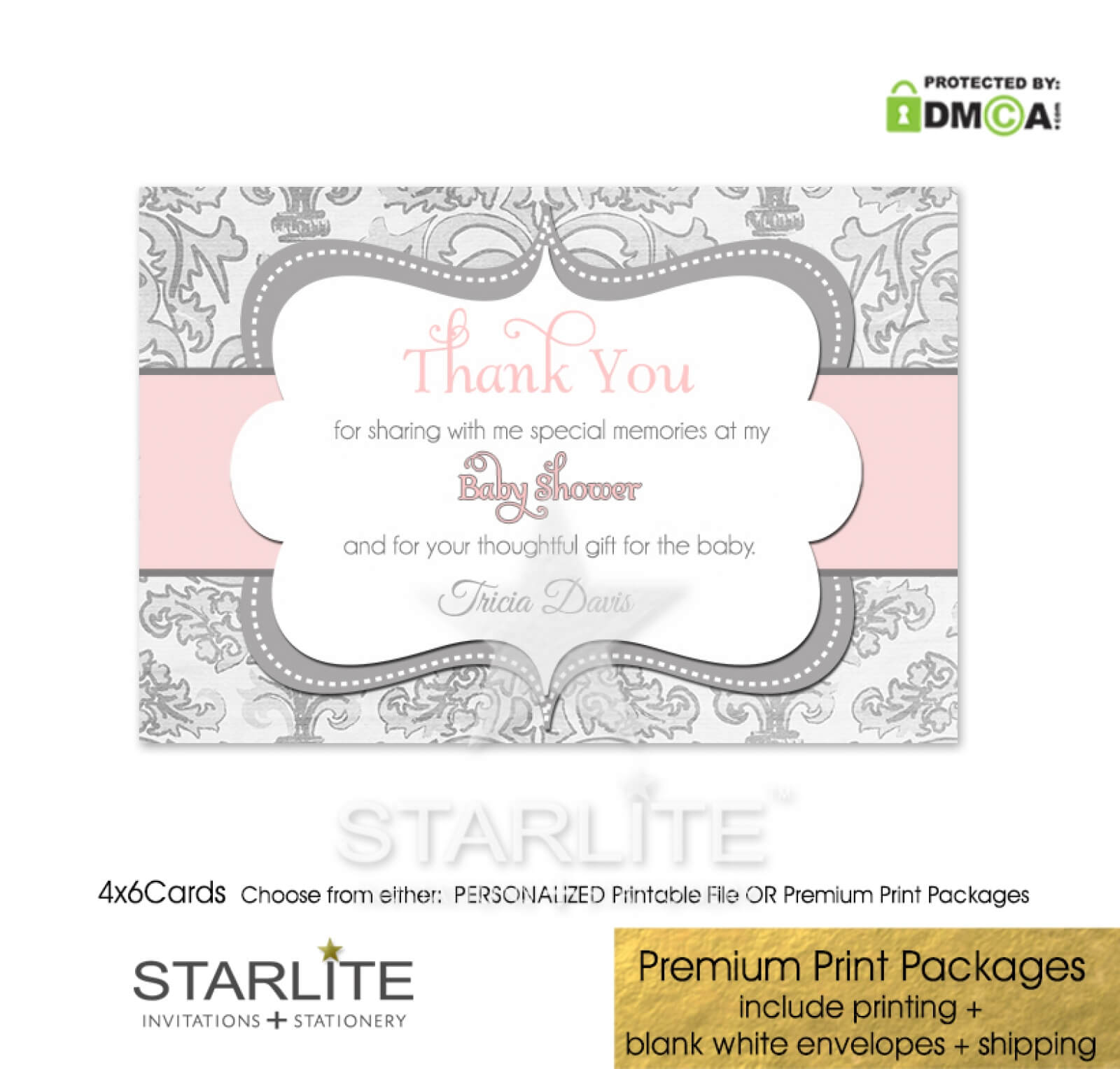 Baby Girl Thank You Cards – Ironi.celikdemirsan For Thank You Card Template For Baby Shower
