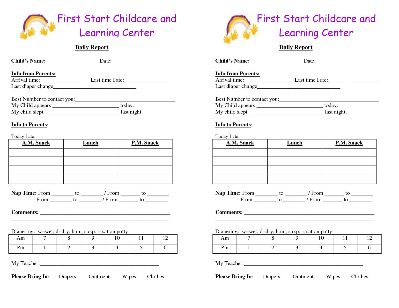 Baby Log Forms – Google Search | Infant Daily Report Intended For Daycare Infant Daily Report Template