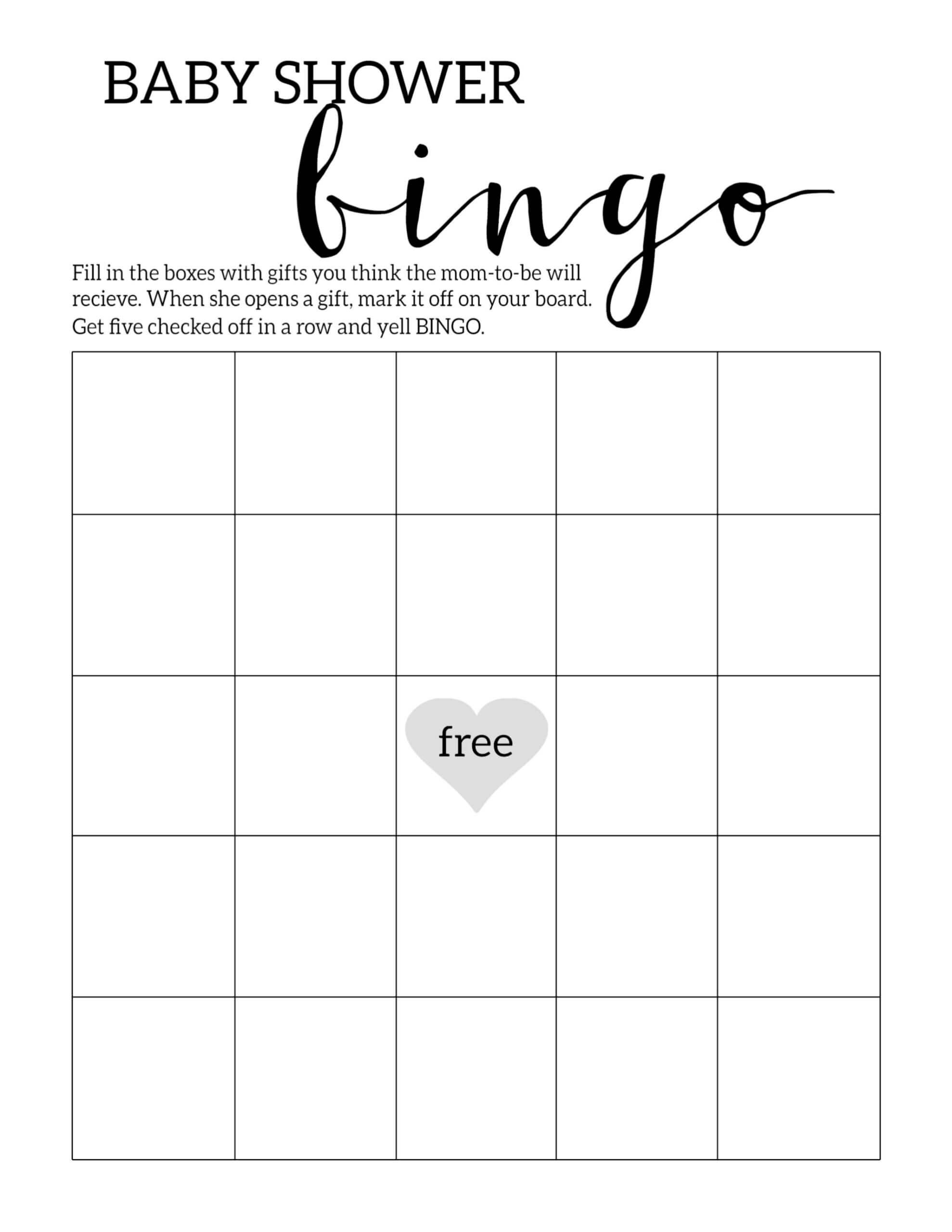 Baby Shower Bingo Printable Cards Template – Paper Trail Design Throughout Blank Bingo Template Pdf