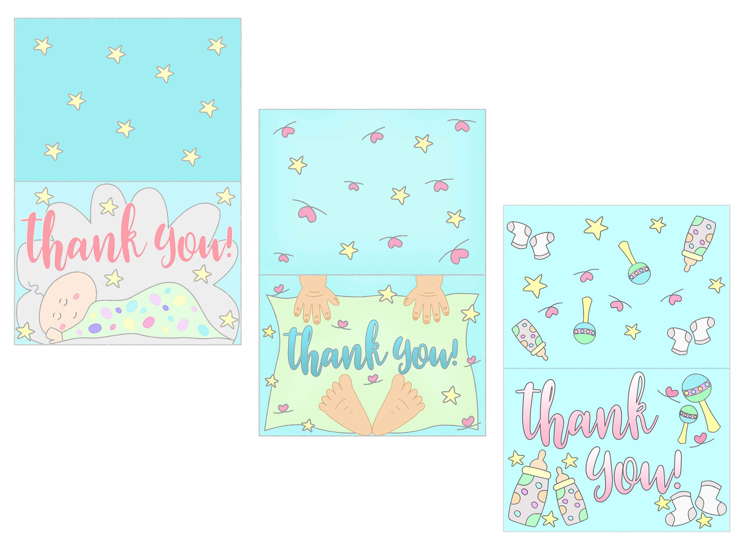 Baby Shower Thank You Cards Free Printable Throughout Thank You Card Template For Baby Shower