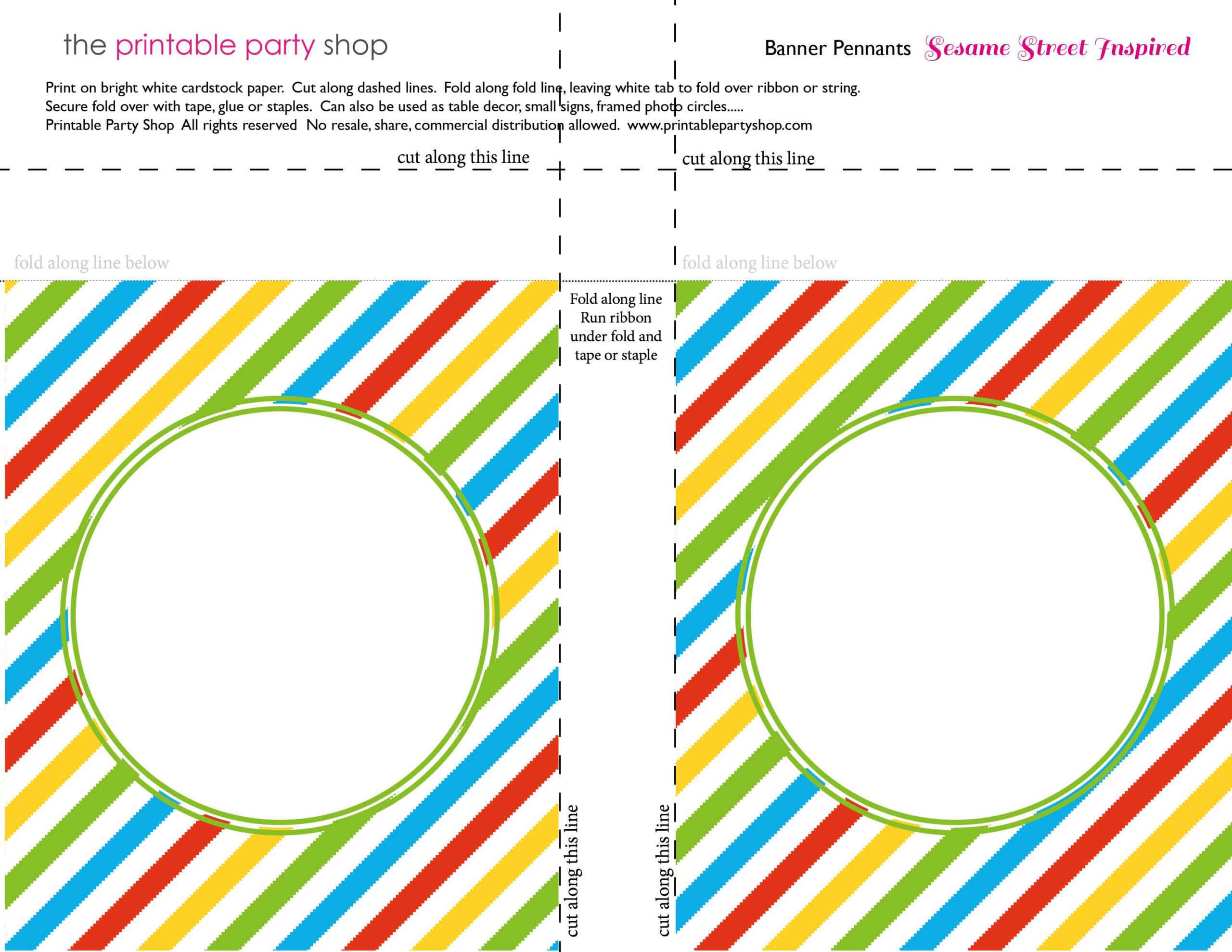 Banner Squares Stripes Sesame Street Printablepartyshop Inside Sesame Street Banner Template