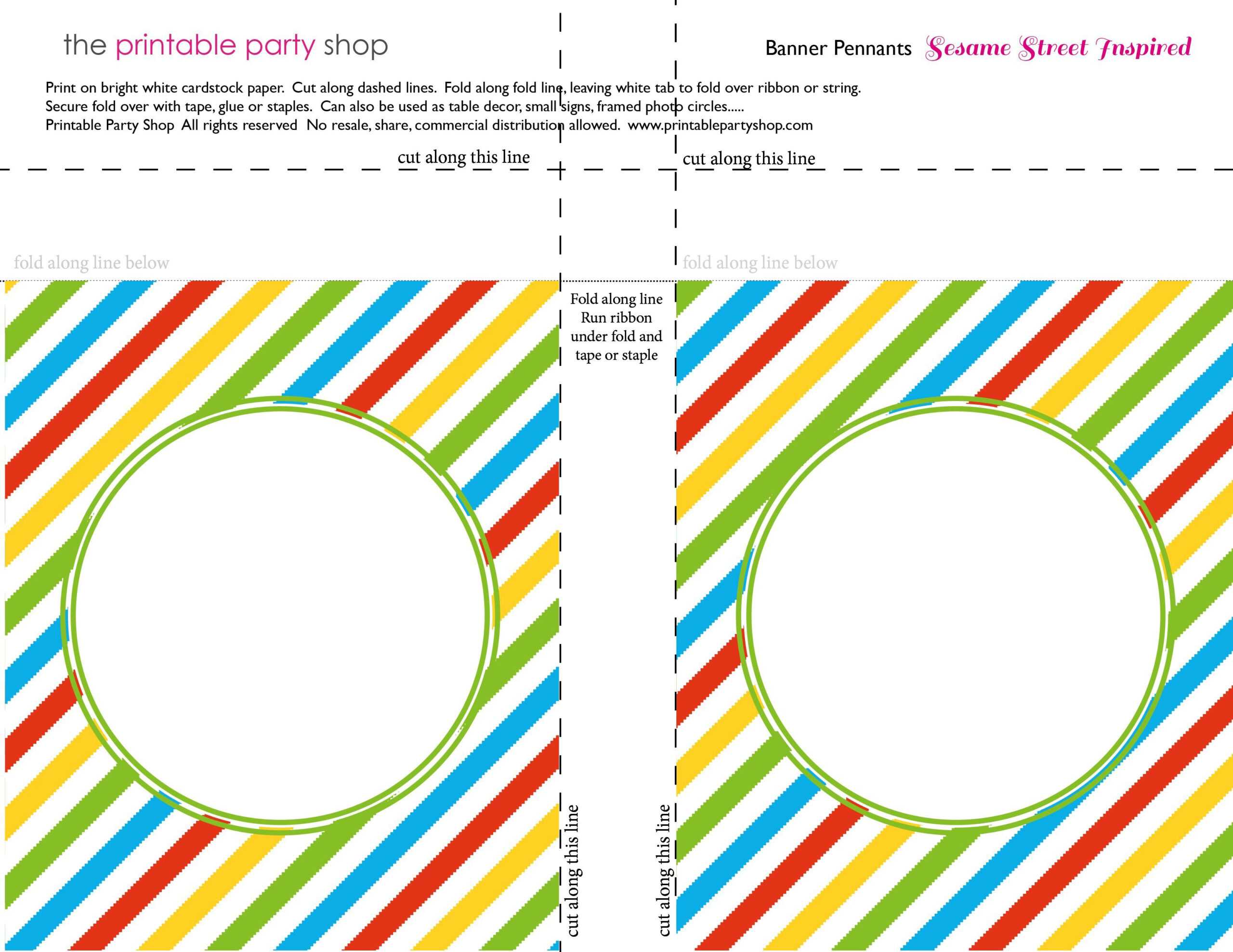 Banner Squares Stripes Sesame Street Printablepartyshop With Regard To Staples Banner Template