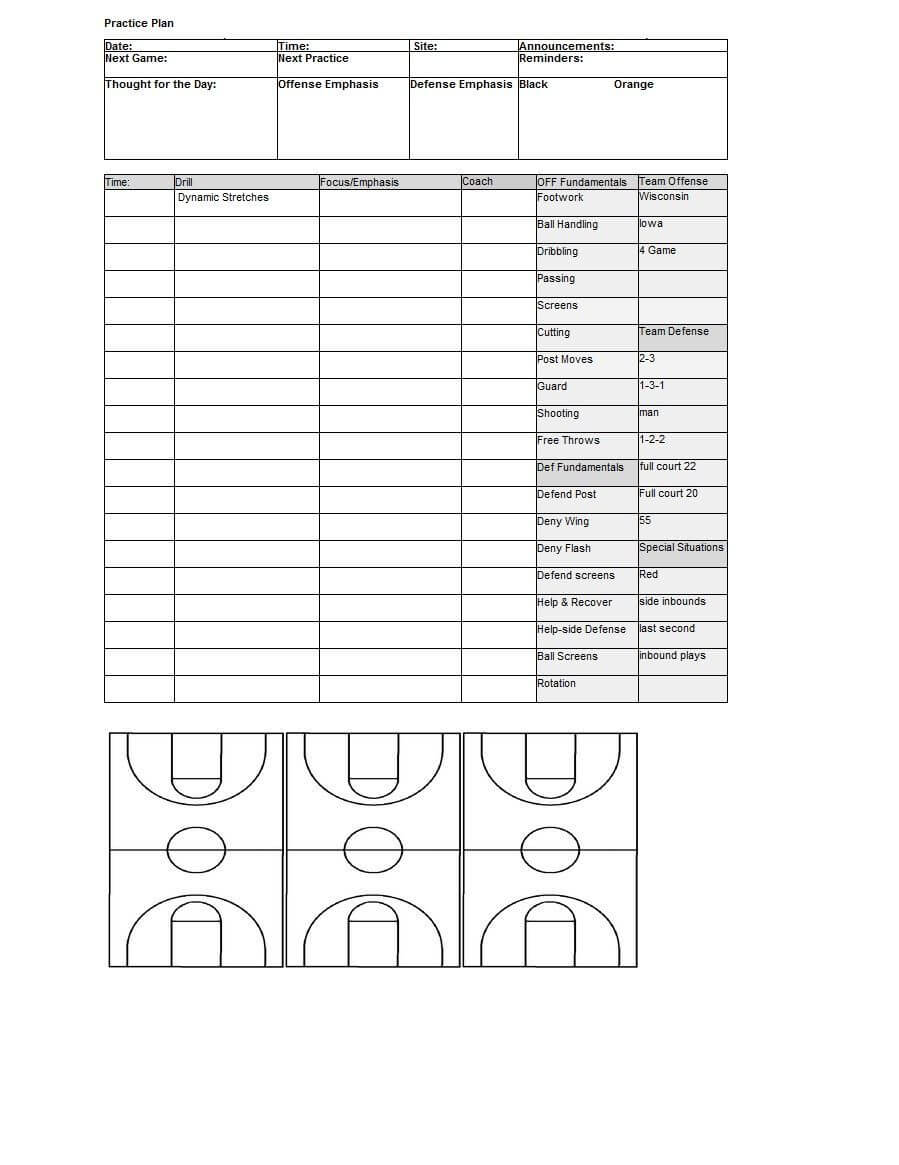 Basketball Practice Plan | Template Sample | Basketball Intended For Basketball Scouting Report Template
