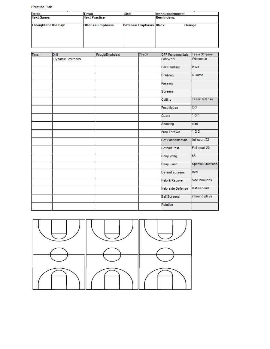 Basketball Practice Plan | Template Sample | Basketball Within Blank Hockey Practice Plan Template