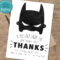 Batman Birthday Thank You Card – Superhero Thank You Card Printab With Regard To Batman Birthday Card Template