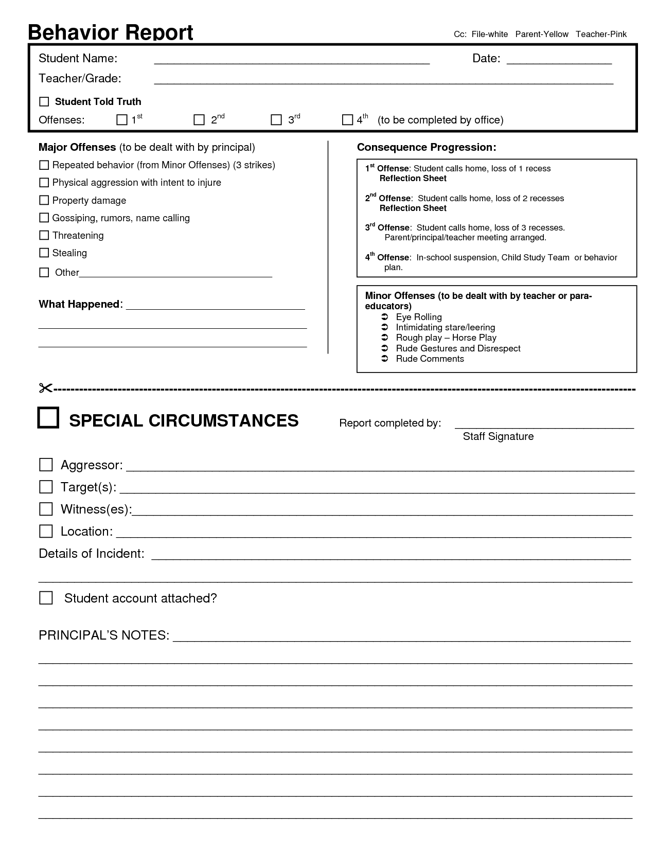 Behavior Report Template | Behavior Report Cc File White Within Daily Behavior Report Template