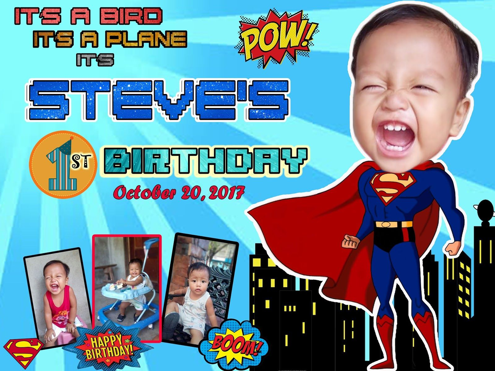 Best Superman Birthday Theme Tarpaulin | Superman Birthday For Superman Birthday Card Template
