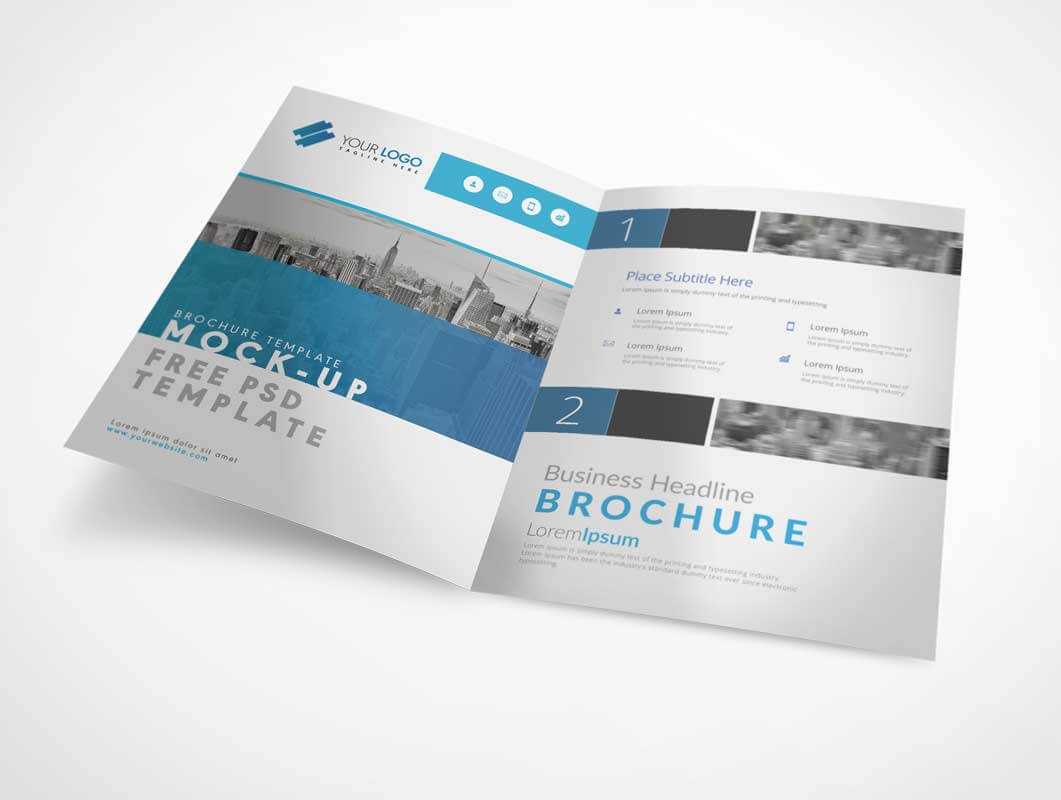 Bi Fold A4 Brochure Left & Right Panels Psd Mockup – Psd Mockups Regarding Two Fold Brochure Template Psd