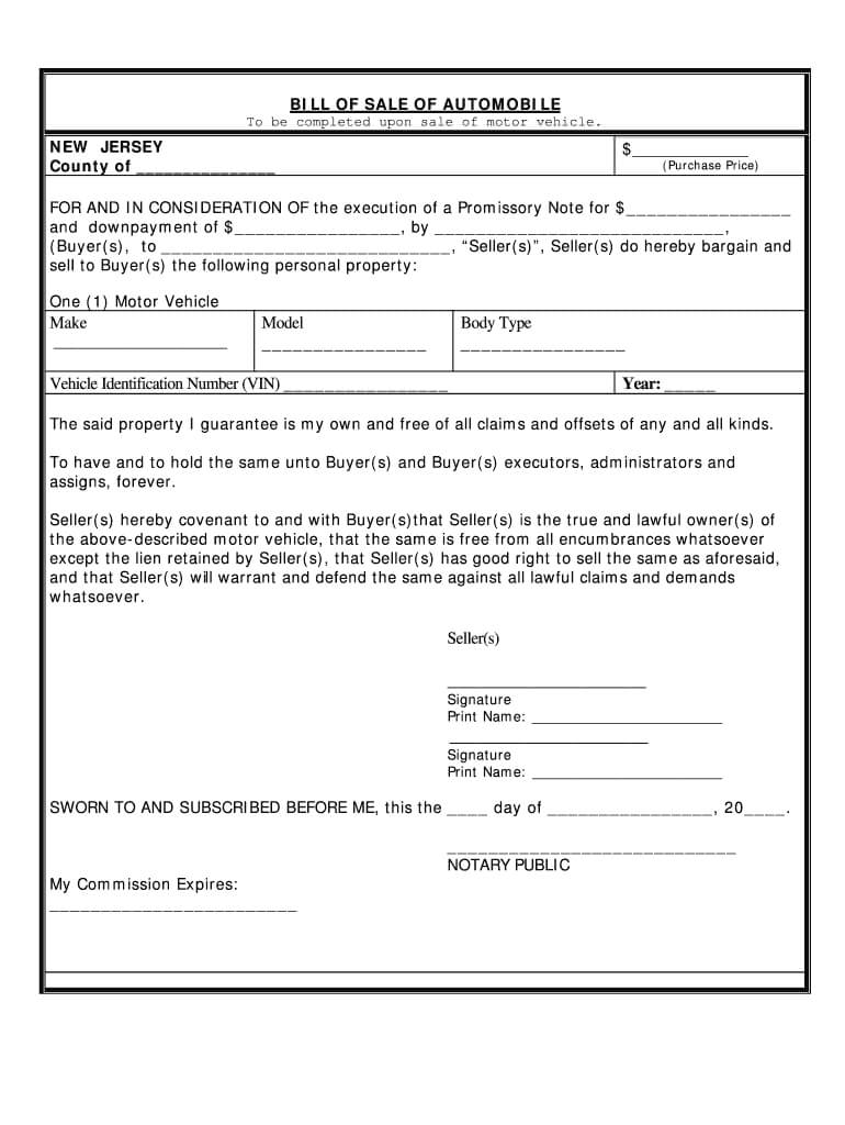 Bill Of Sale Vehicle Form – Forza.mbiconsultingltd With Vehicle Bill Of Sale Template Word