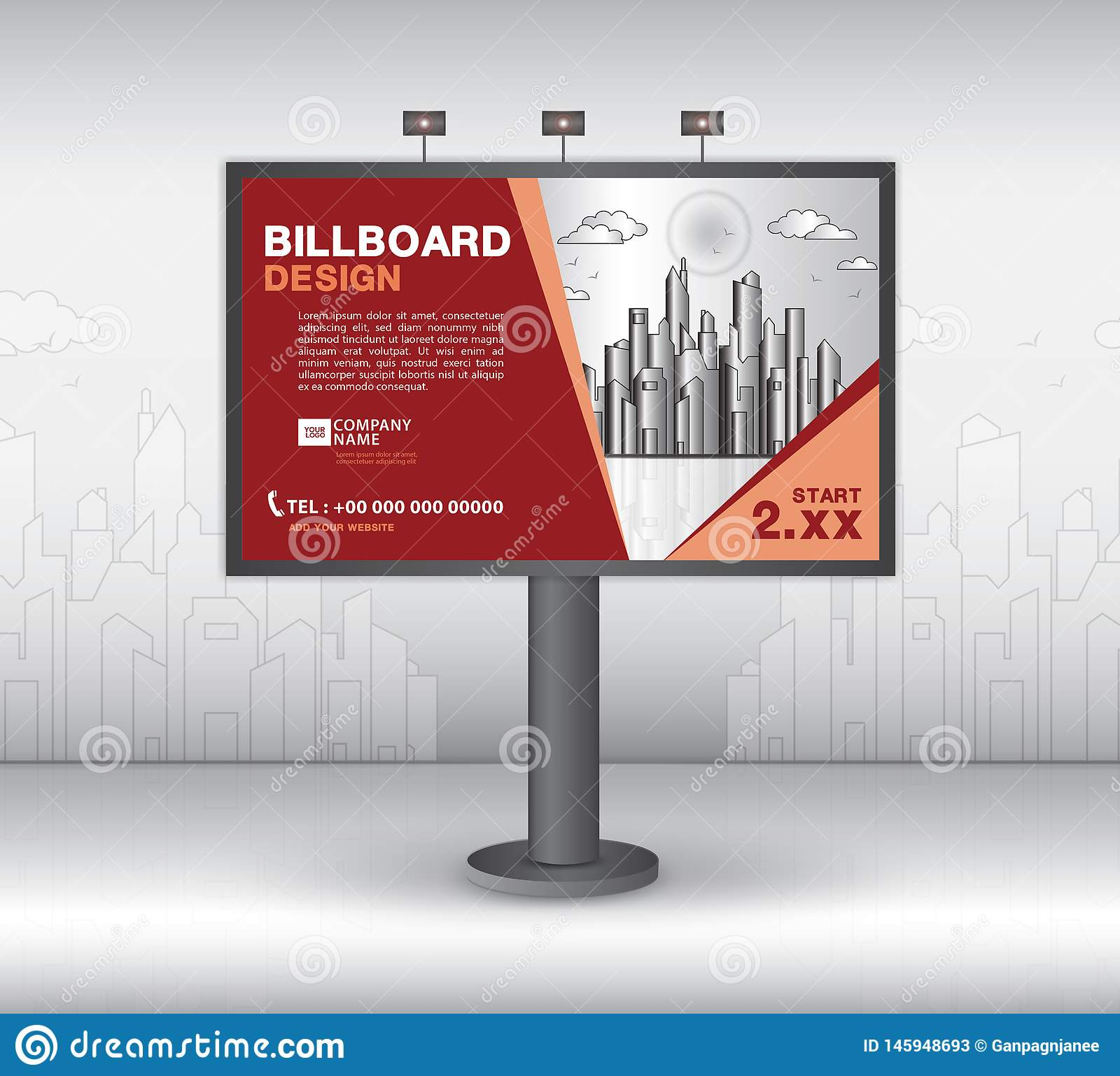 Billboard Banner Template Vector Design, Advertisement With Outdoor Banner Template