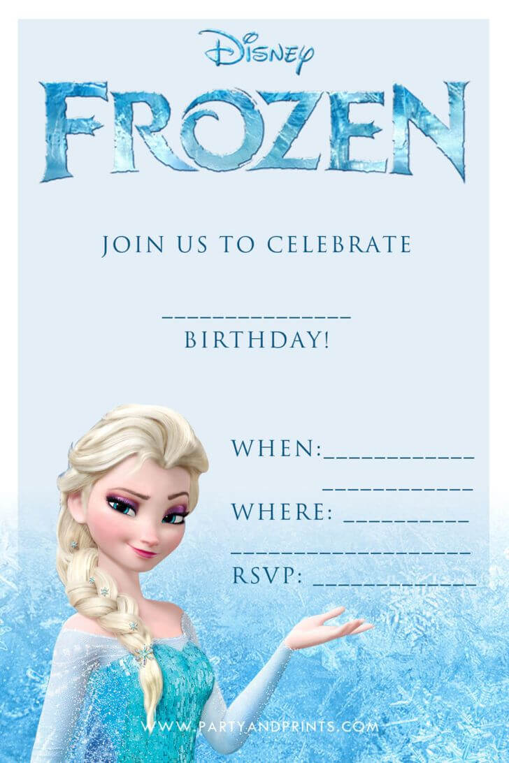 Birthday. Disney Frozen Blank Birthday Party Invitation For Frozen Birthday Card Template