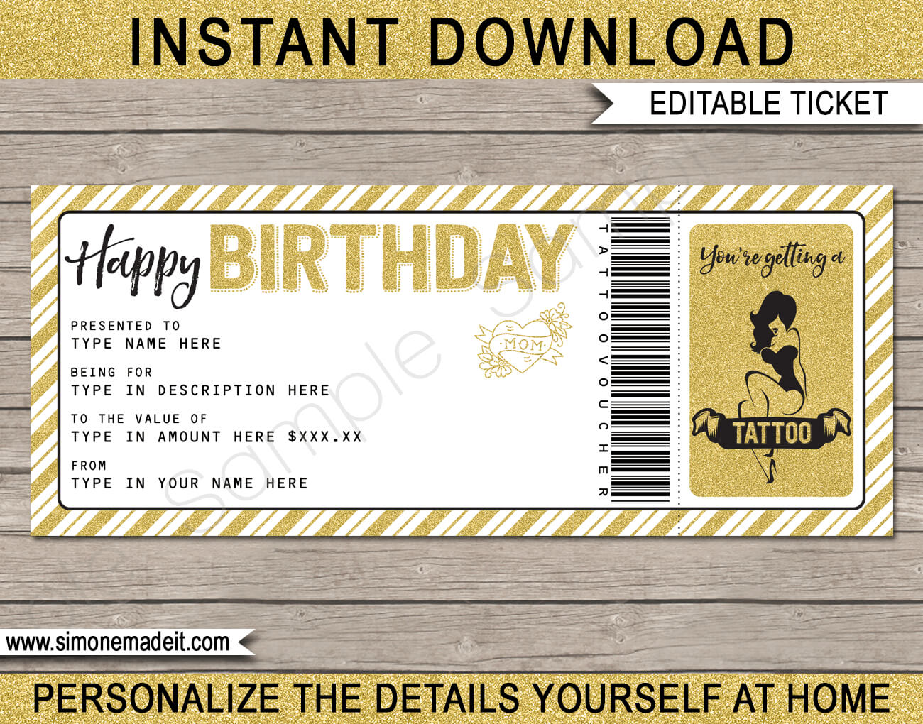 Birthday Tattoo Gift Vouchers Throughout Tattoo Gift Certificate Template