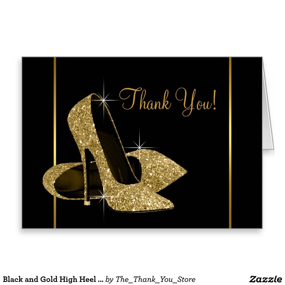 Black And Gold High Heel Shoe Thank You | Zazzle | Gold Inside High Heel Template For Cards