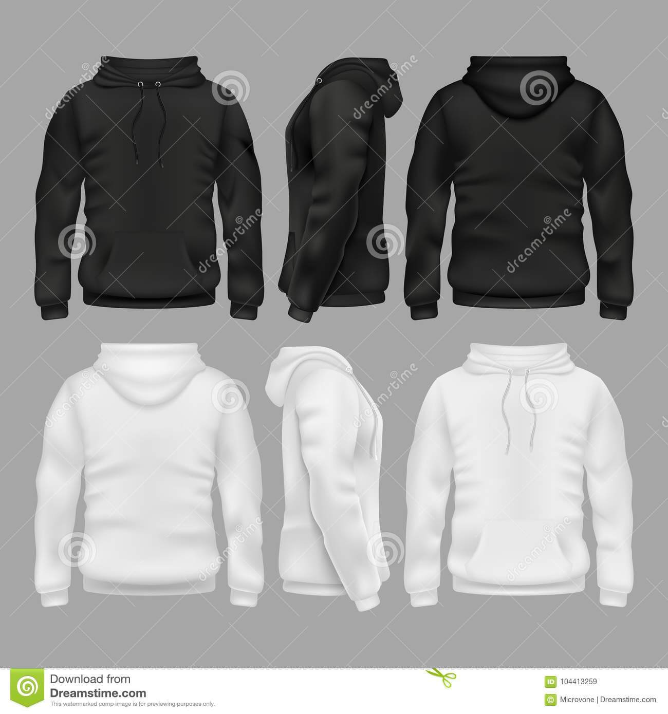 Black And White Blank Sweatshirt Hoodie Vector Templates Throughout Blank Black Hoodie Template