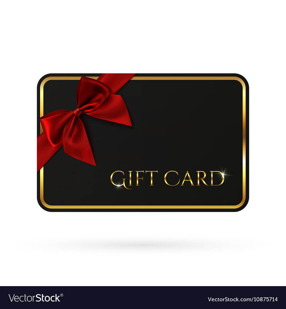 Black Gift Card Template With Red Ribbon And A Bow Within Gift Card Template Illustrator