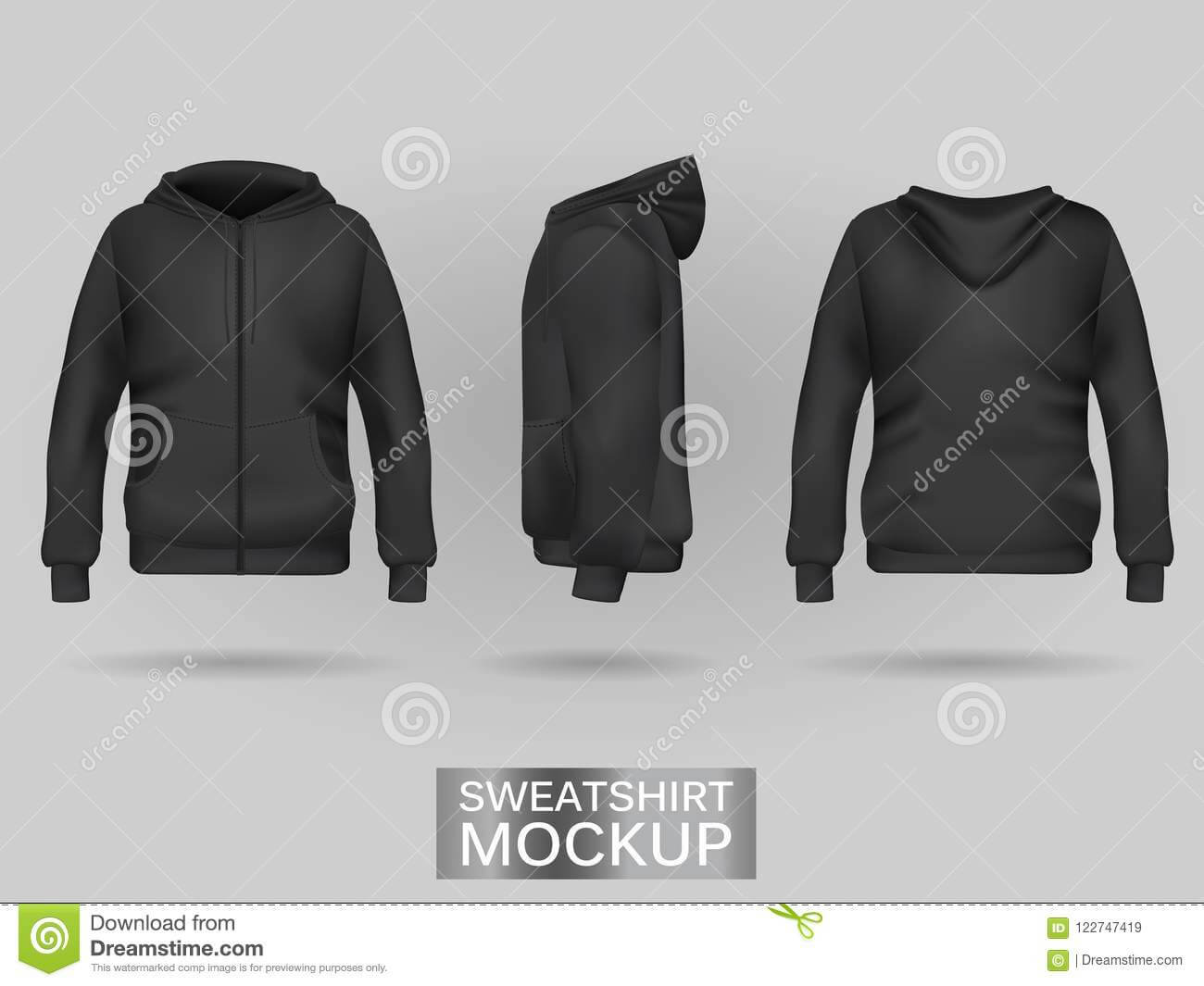 Black Sweatshirt Hoodie Template Stock Vector – Illustration For Blank Black Hoodie Template