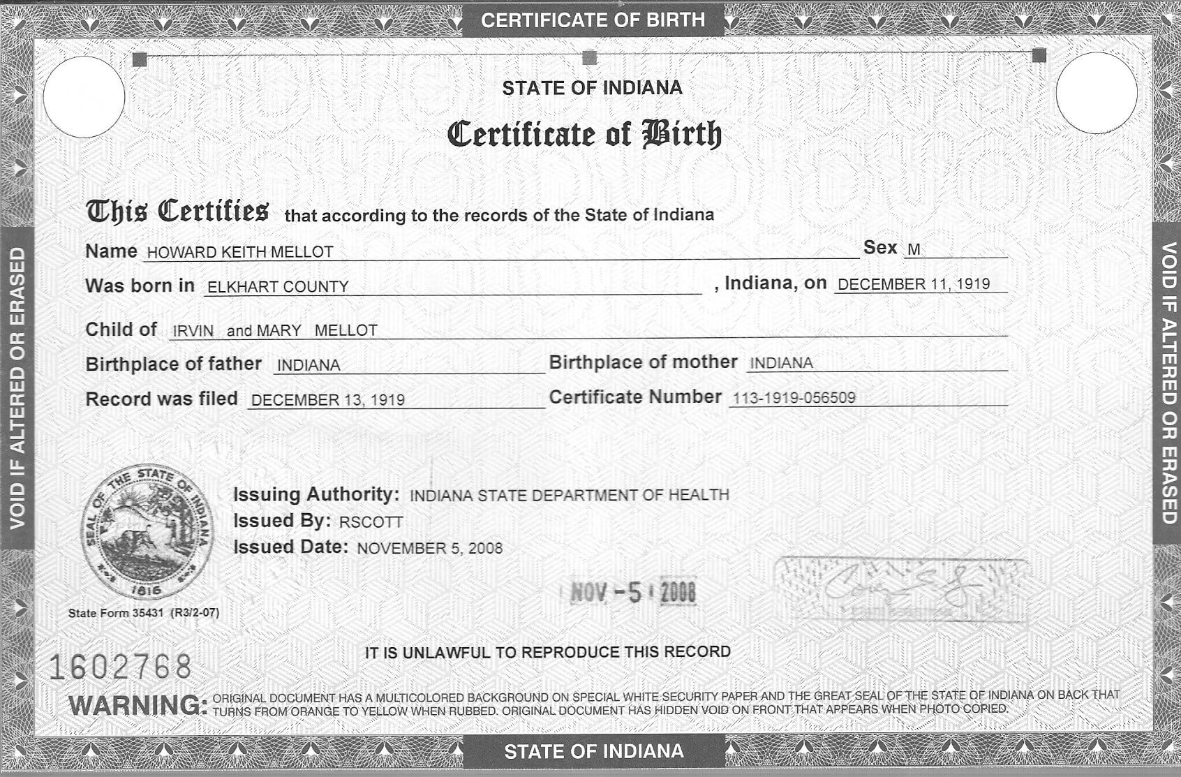 Blank Birth Certificate Pdf Fresh Sample Blank Certificate 8 Pertaining To Editable Birth Certificate Template