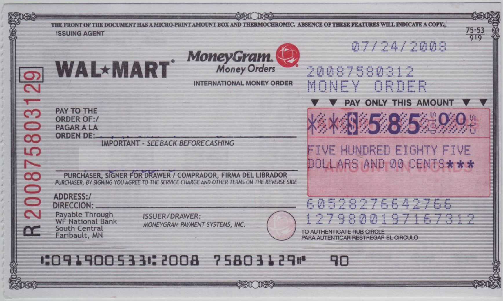 Blank Check Sample | How To Fill Out A Moneygram Money Order Regarding Blank Money Order Template