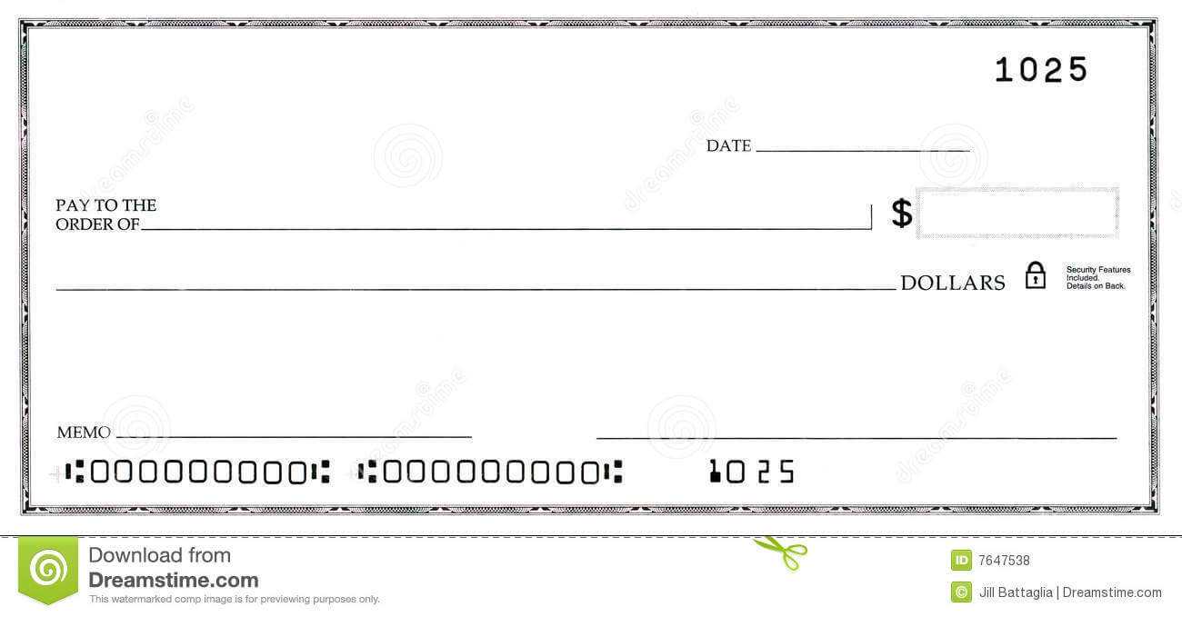 Blank Check With False Numbers Stock Photo – Image Of Throughout Large Blank Cheque Template