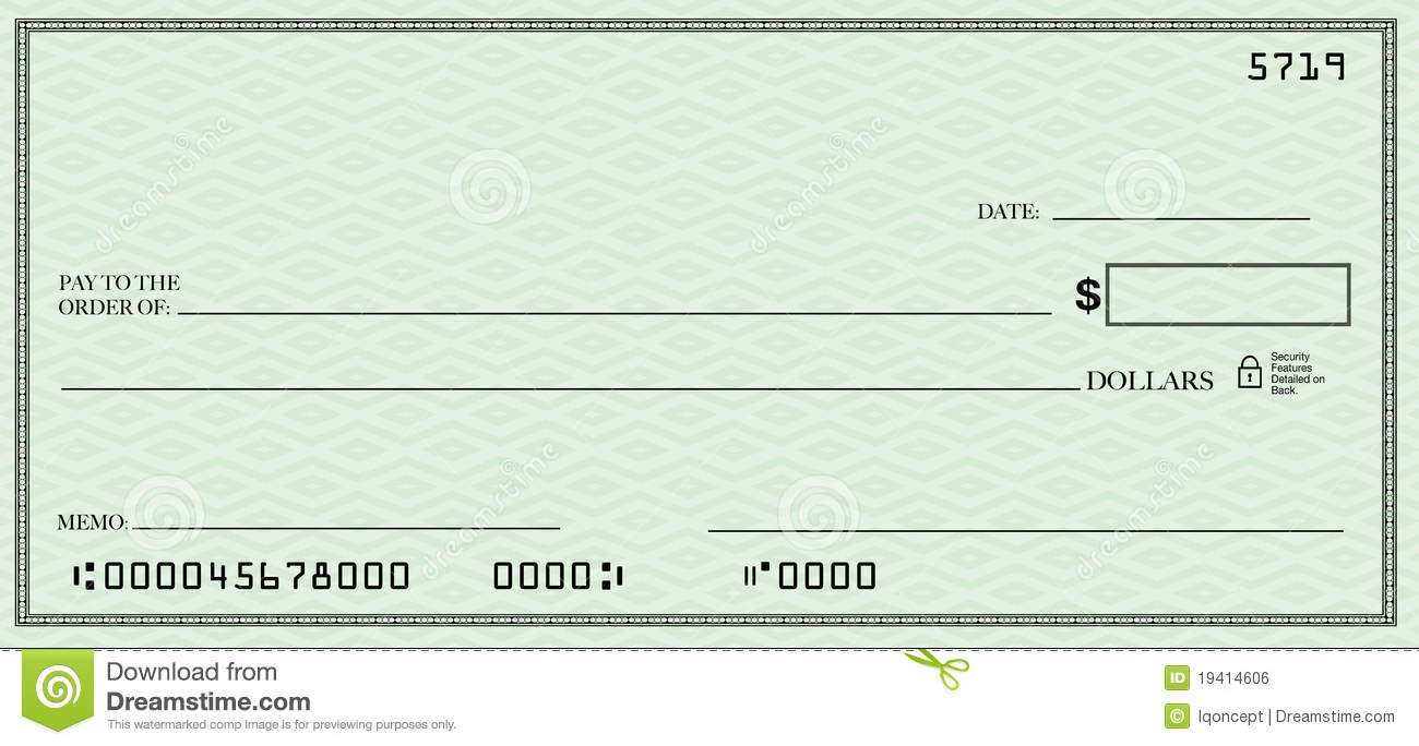 Blank Check With Open Space For Your Text Stock Illustration Pertaining To Blank Cheque Template Download Free