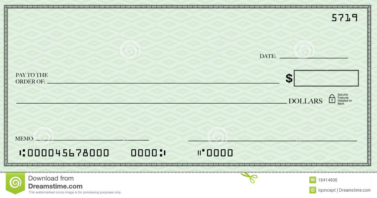 Blank Check With Open Space For Your Text Stock Illustration Throughout Large Blank Cheque Template