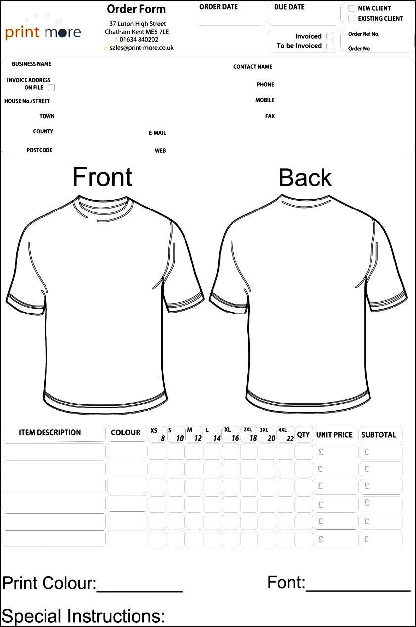 Blank Clothing Order Form Template | Besttemplates123 Within Blank T Shirt Order Form Template