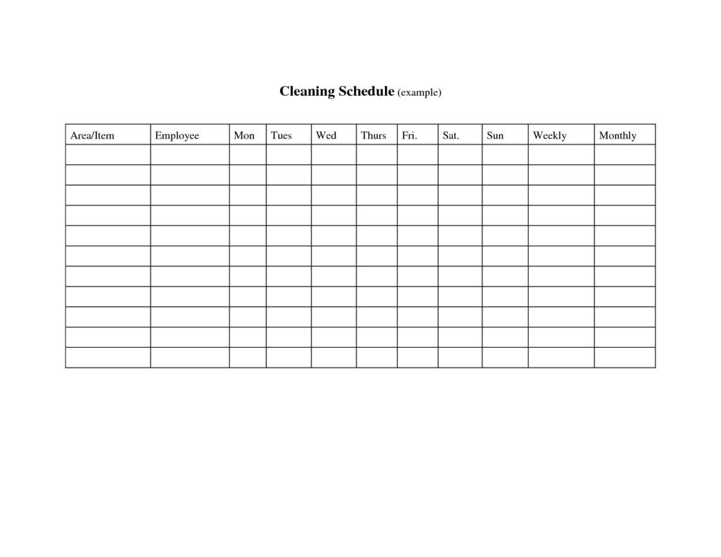 Blank Daily Cleaning Schedule And Record Sheet Office With Regard To Blank Cleaning Schedule Template