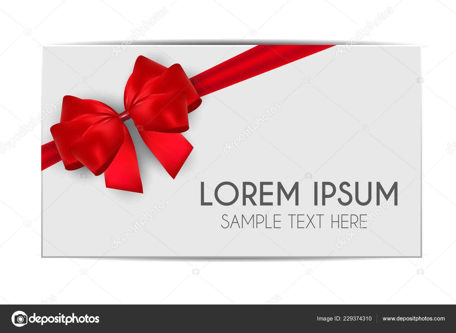 Blank Gift Card Template Red Bow Ribbon Vector Illustration Regarding Present Card Template