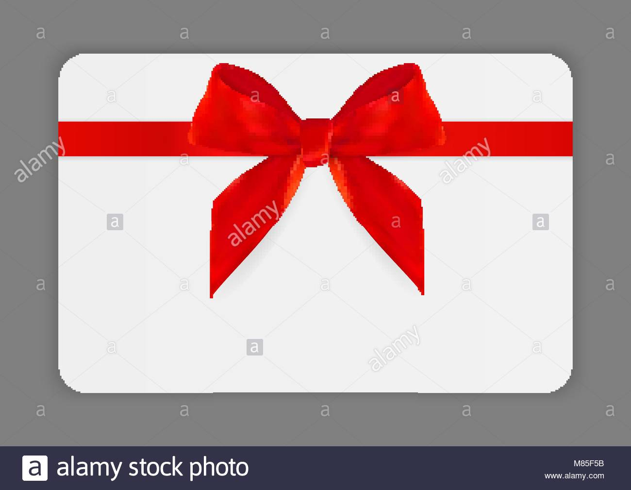 Blank Gift Card Template With Red Bow And Ribbon. Vector For Present Card Template