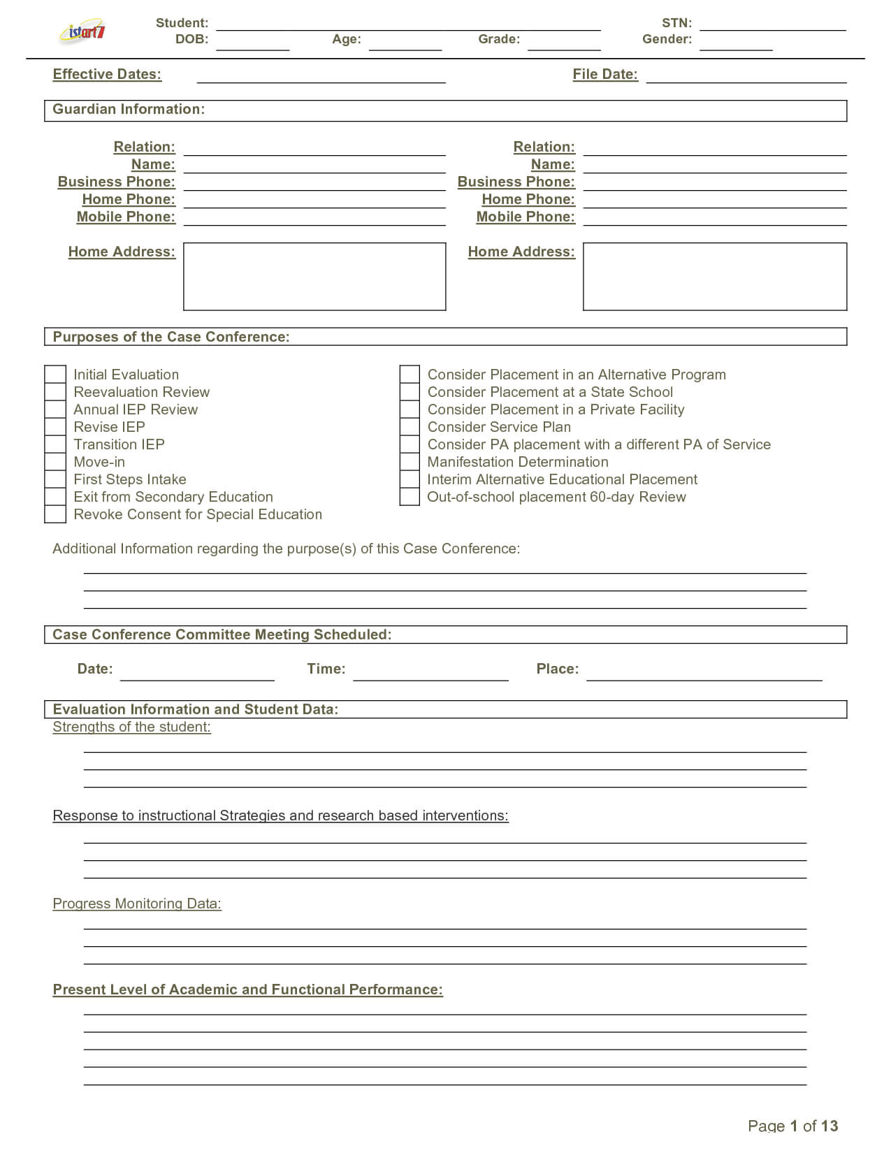 Blank Iep Form Template – Template In Blank Iep Template
