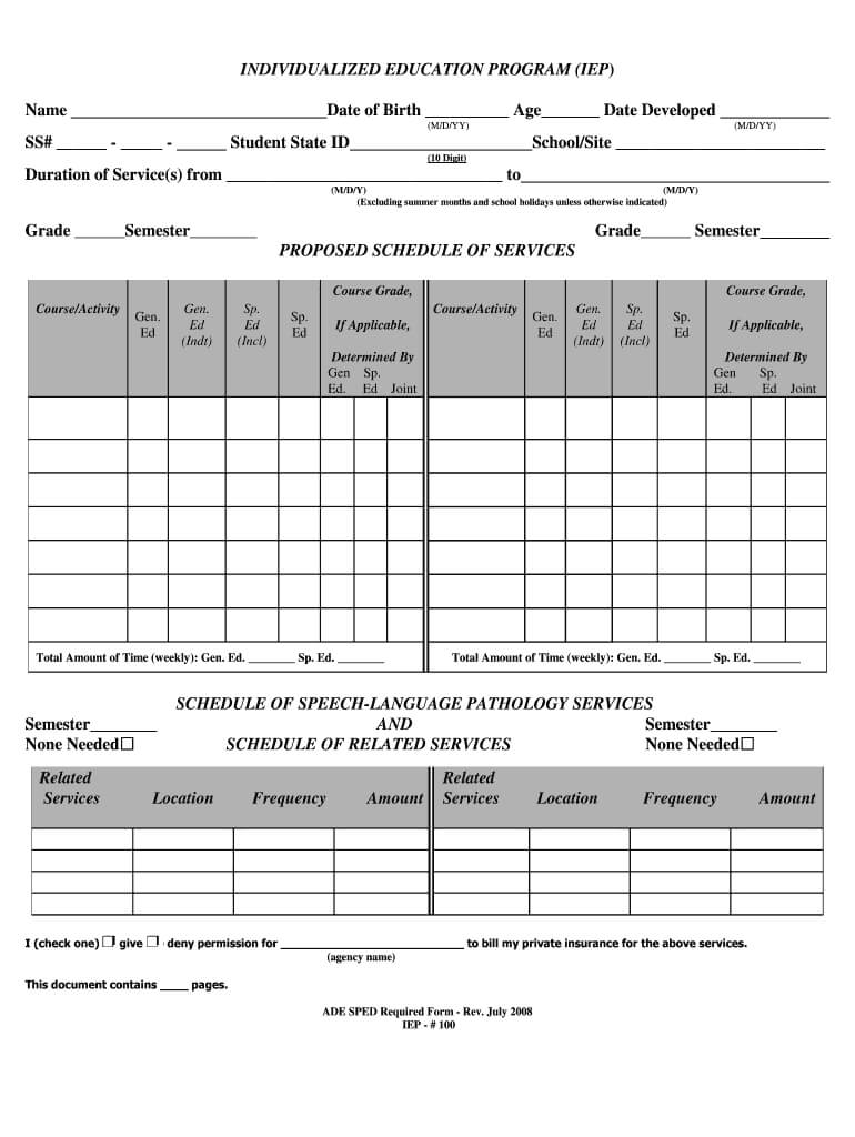 Blank Iep Template Pdf Arkansas – Fill Online, Printable Within Blank Iep Template