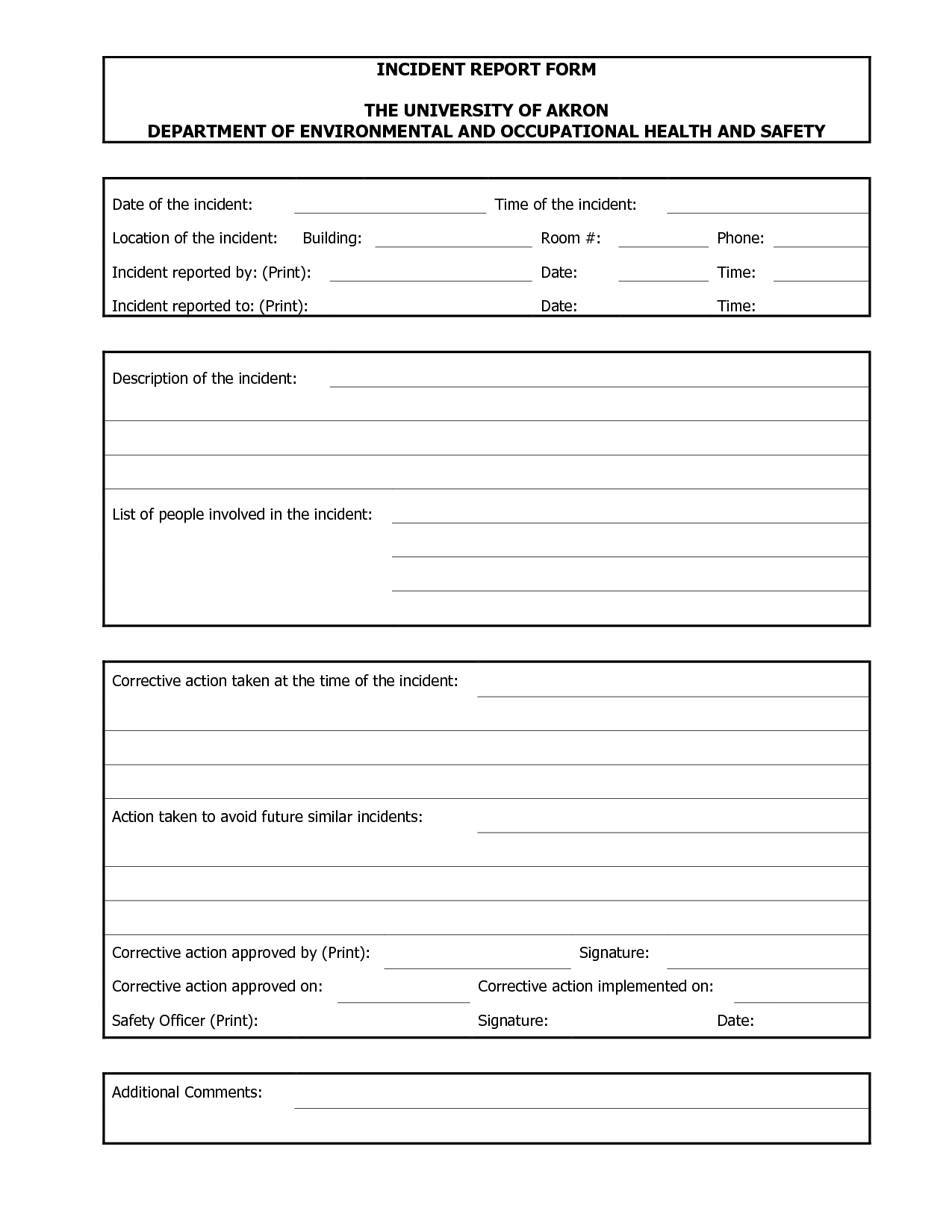 Blank Incident Report Form Template ] – Blank Incident Within Incident Report Book Template