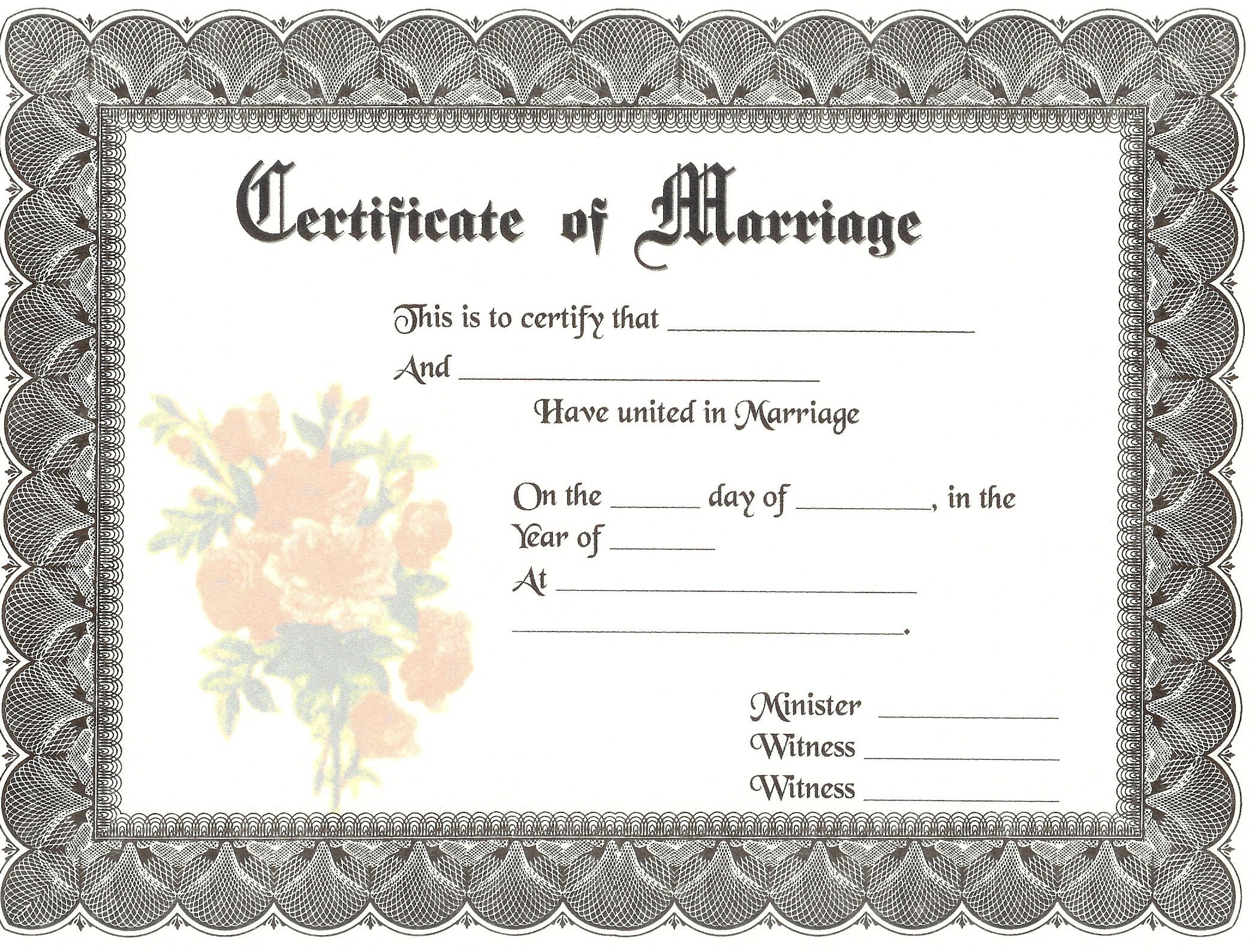 Blank Marriage Certificates | Download Blank Marriage With Blank Marriage Certificate Template