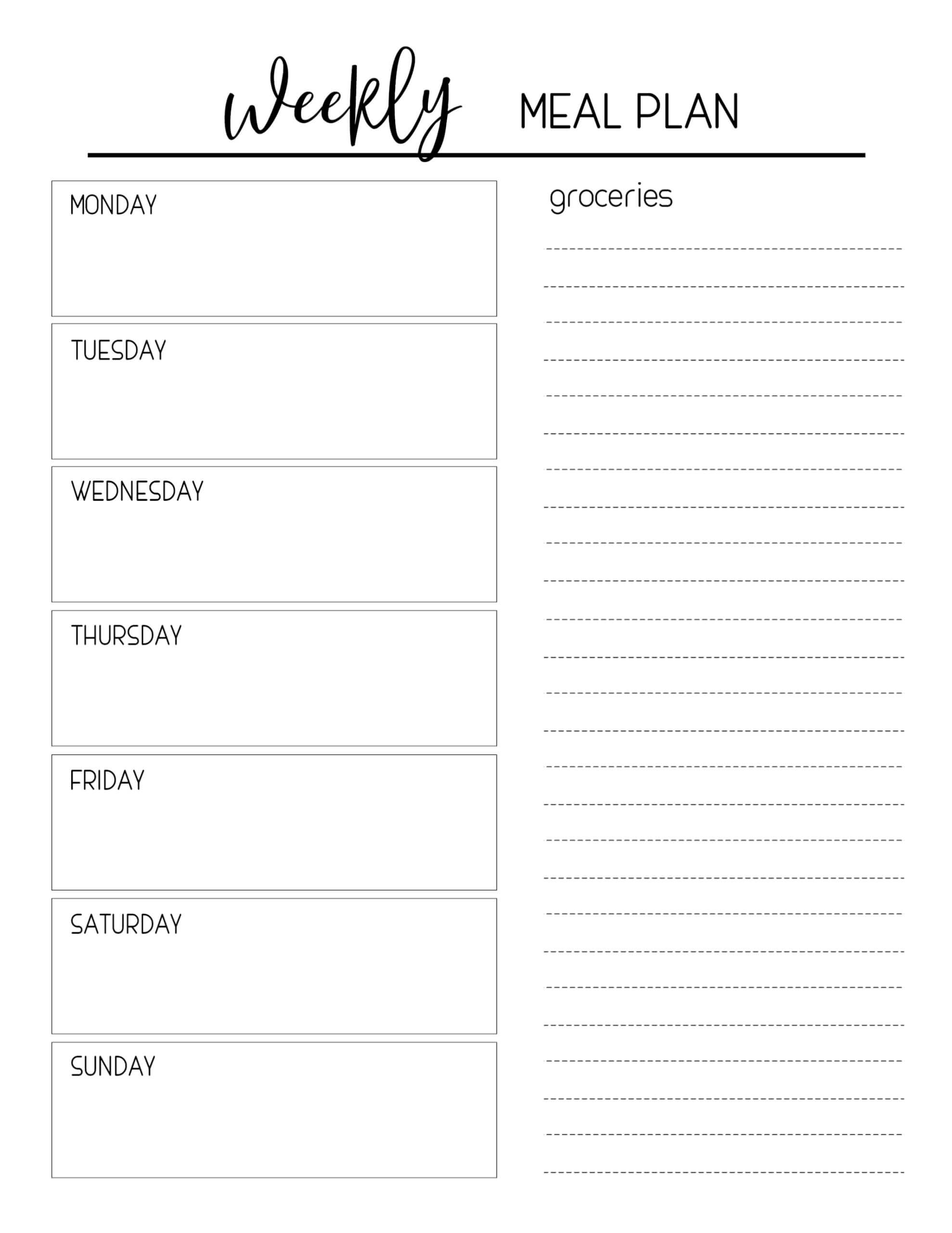 Blank Meal Plan Template – Ironi.celikdemirsan Intended For Weekly Meal Planner Template Word