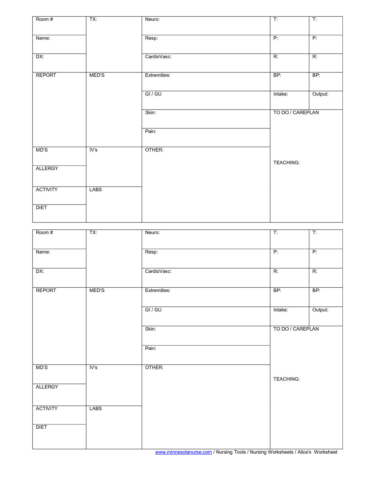 Blank Nursing Report Sheets For Newborns | Nursing Patient Intended For Charge Nurse Report Sheet Template