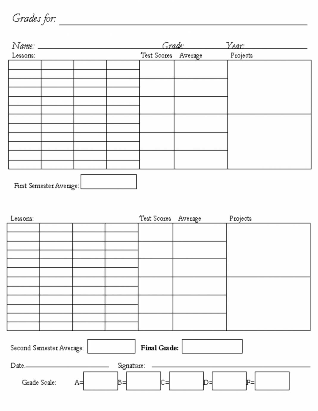 Blank Report Card Template Examples Printable High School Intended For Blank Report Card Template