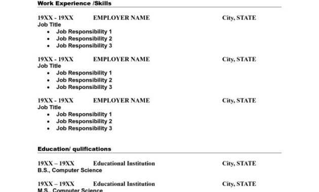 Blank Resume Template Word | Free Printable Resume, Free in Blank Resume Templates For Microsoft Word