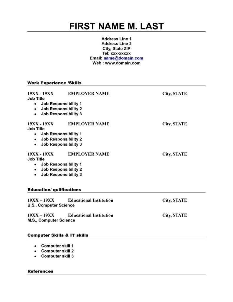 Blank Resume Template Word | Free Printable Resume, Free Pertaining To Free Basic Resume Templates Microsoft Word