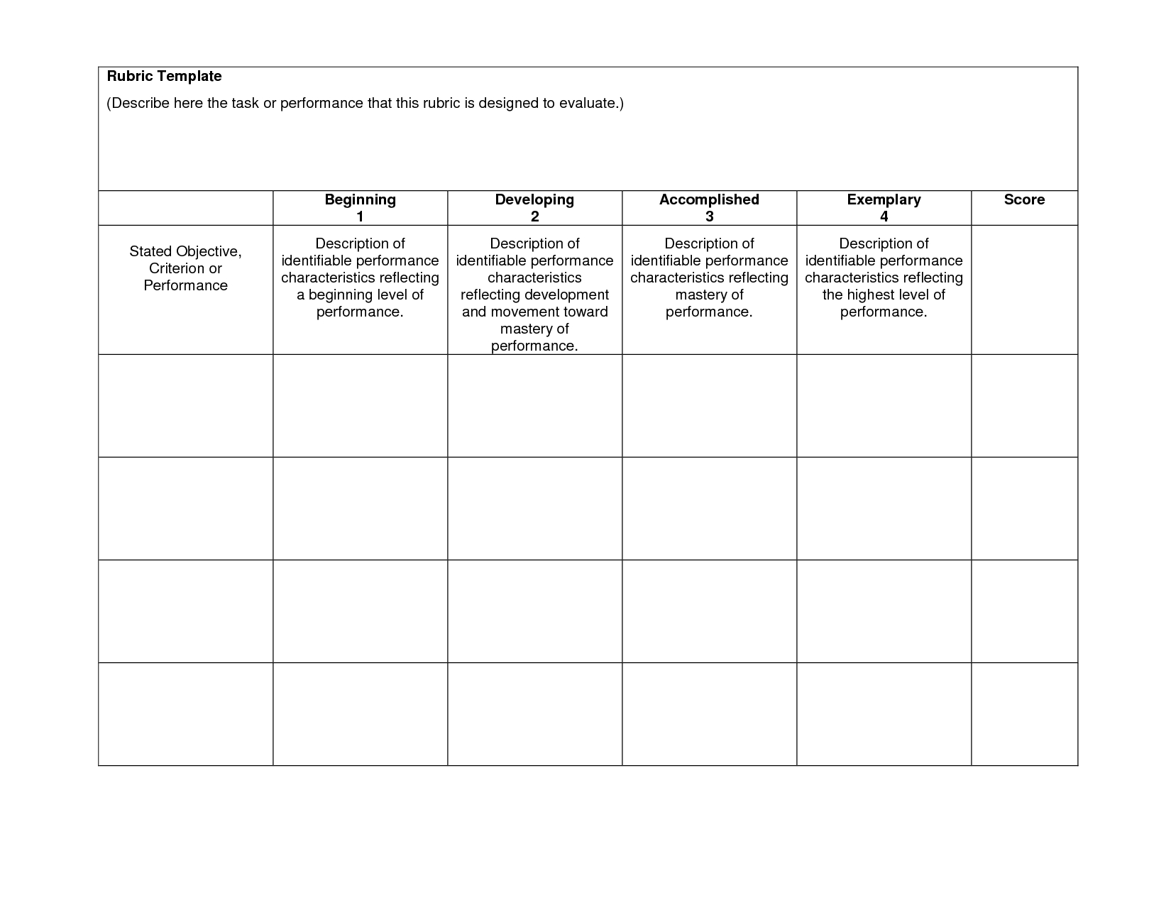 Blank Rubrics To Fill In | Rubric Template - Download Now Regarding Blank Rubric Template