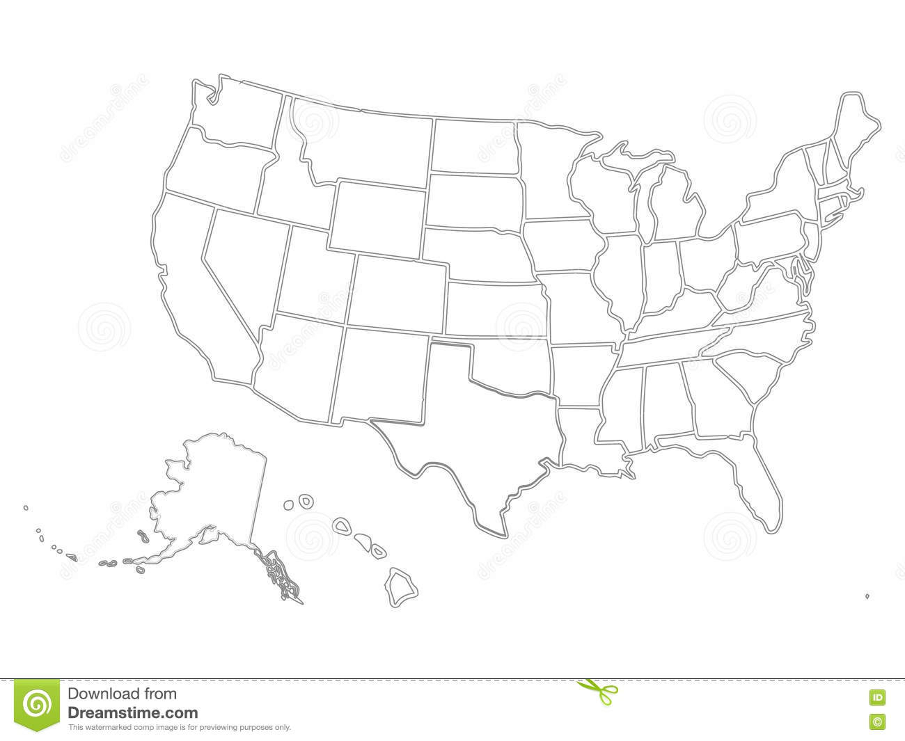 Blank Similar Usa Map On White Background. United States Of For Blank Template Of The United States
