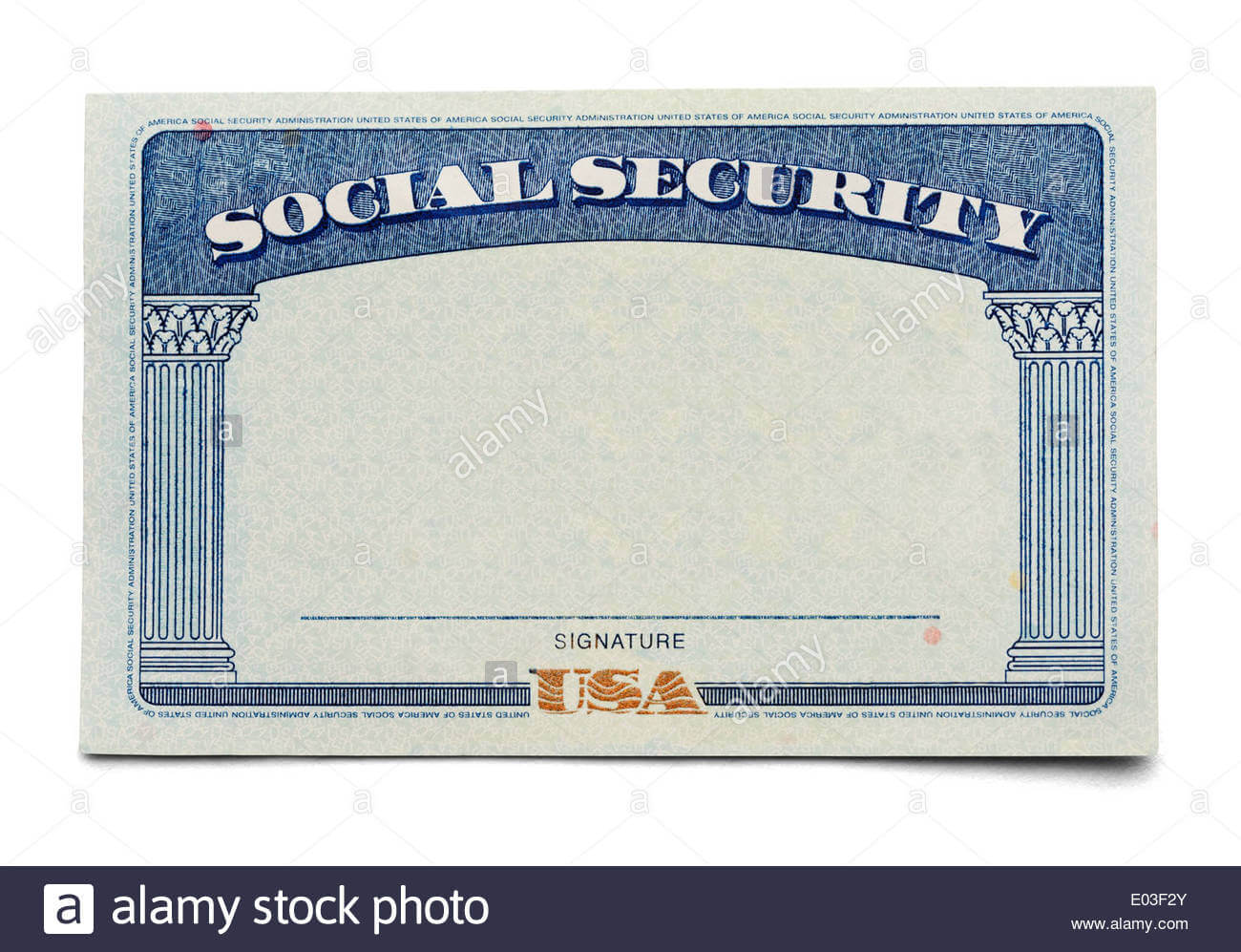 Blank Social Security Card Isolated On A White Background Within Blank Social Security Card Template