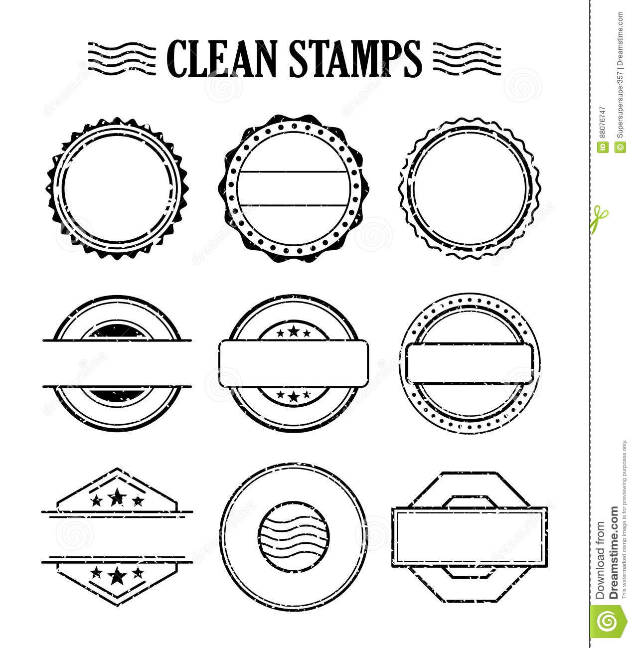 Blank Stamp Set, Ink Rubber Seal Texture Effect Stock Vector Intended For Blank Seal Template