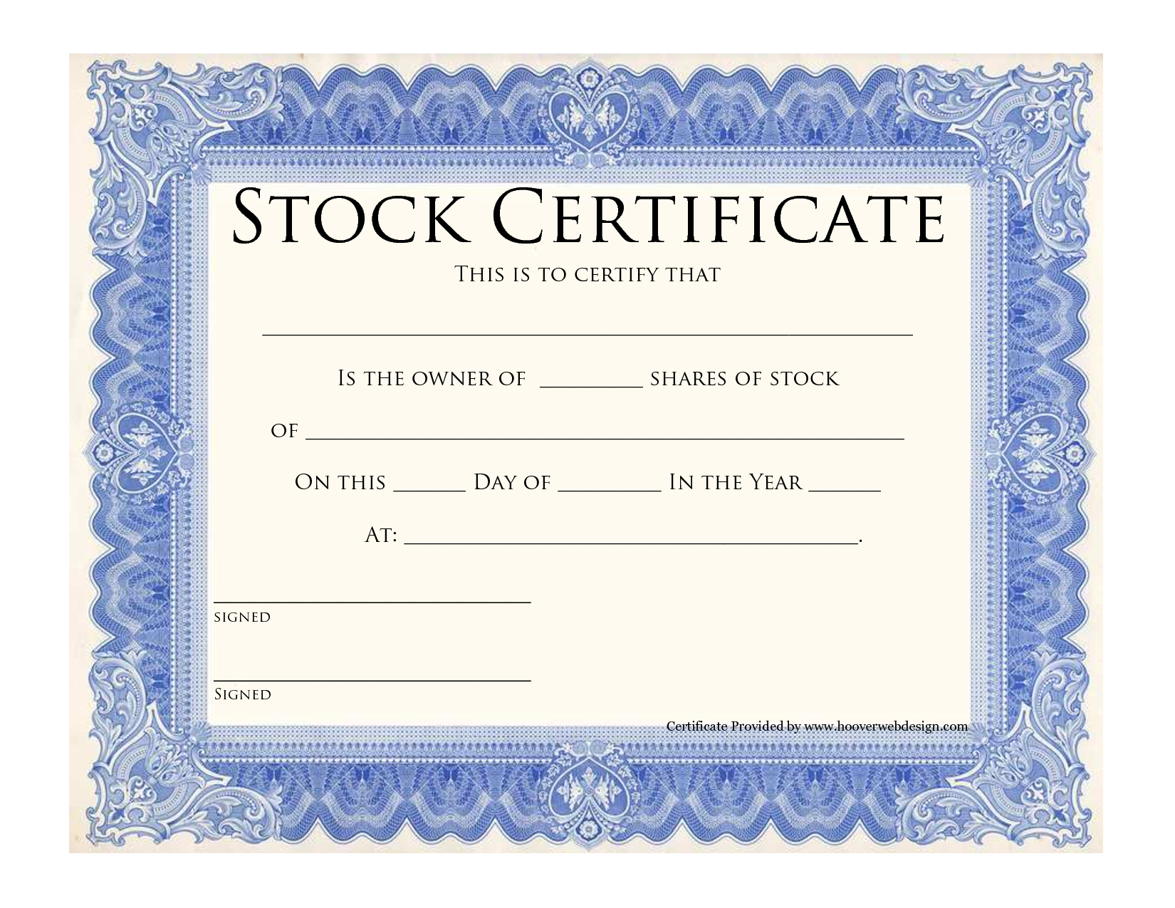 Blank Stock Certificate Template | Printable Stock Inside Corporate Bond Certificate Template