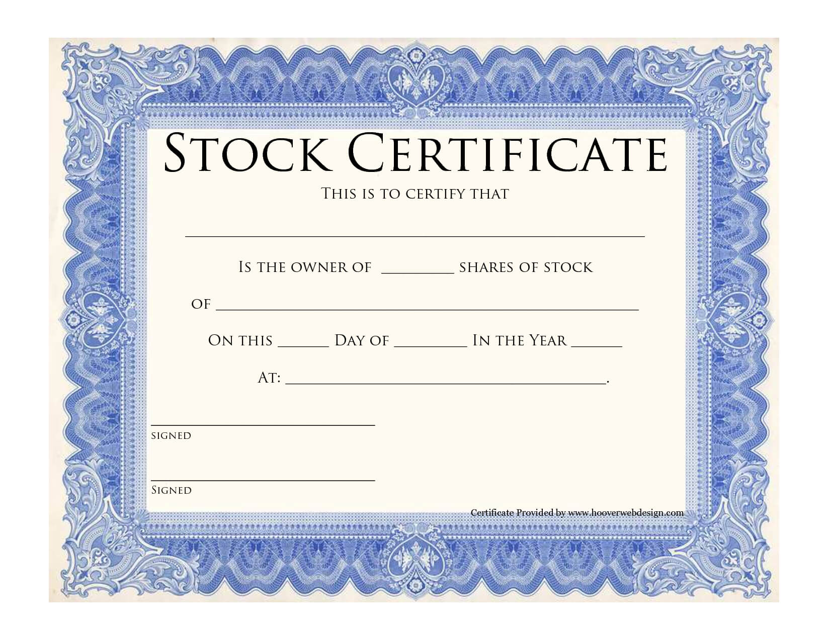 Blank Stock Certificate Template | Printable Stock Intended For Corporate Share Certificate Template