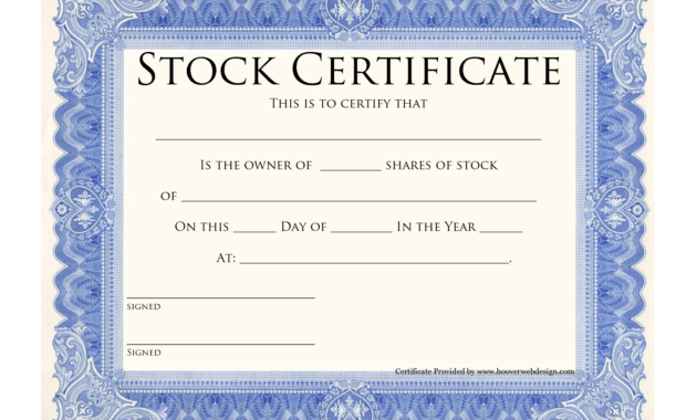 Blank Stock Certificate Template | Printable Stock within Blank Share Certificate Template Free