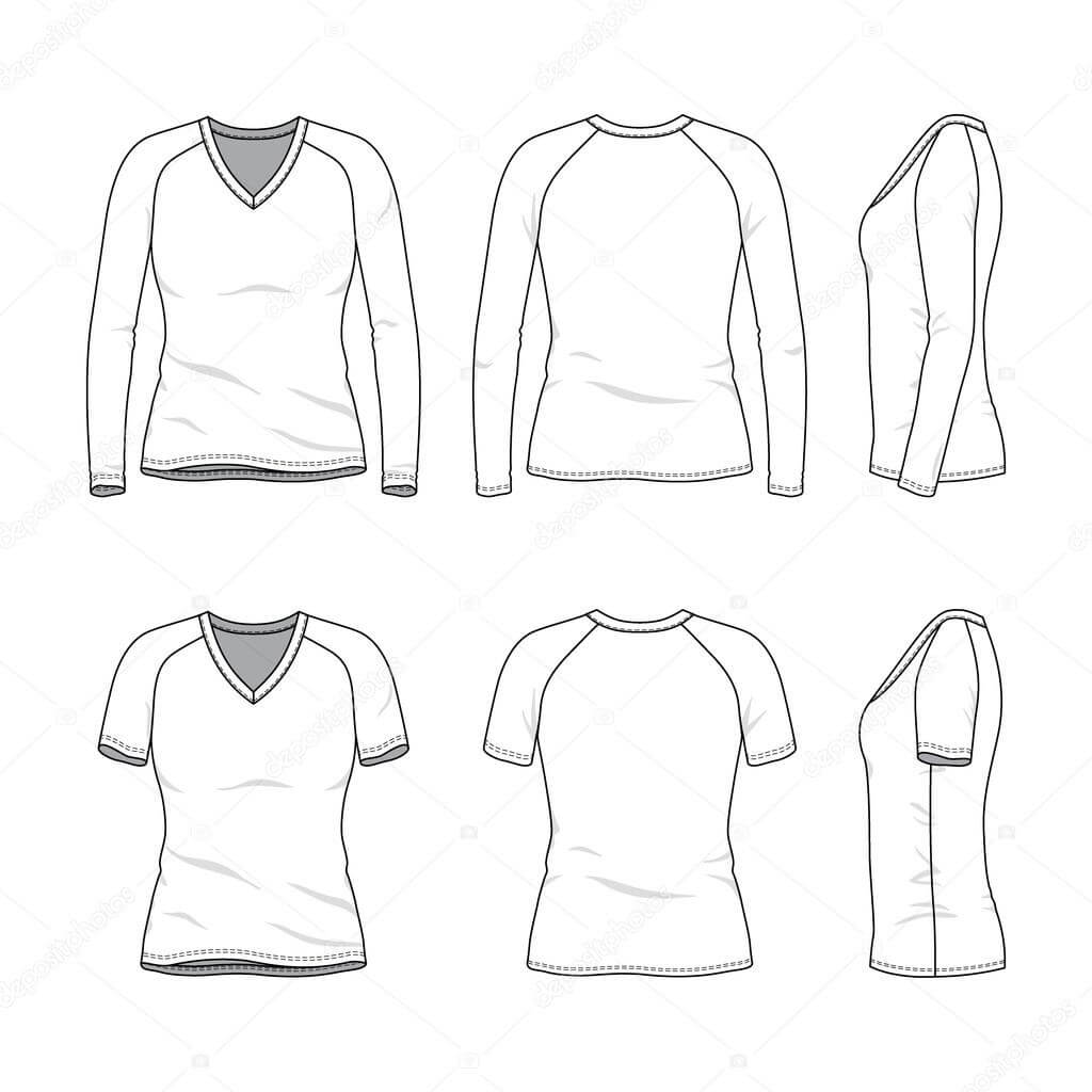 Blank V Neck T Shirt And Tee. — Stock Vector © Aunaauna2012 Within Blank V Neck T Shirt Template
